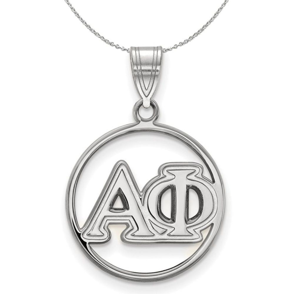 Sterling Silver Alpha Phi Medium Circle Greek Necklace - 18 Inch